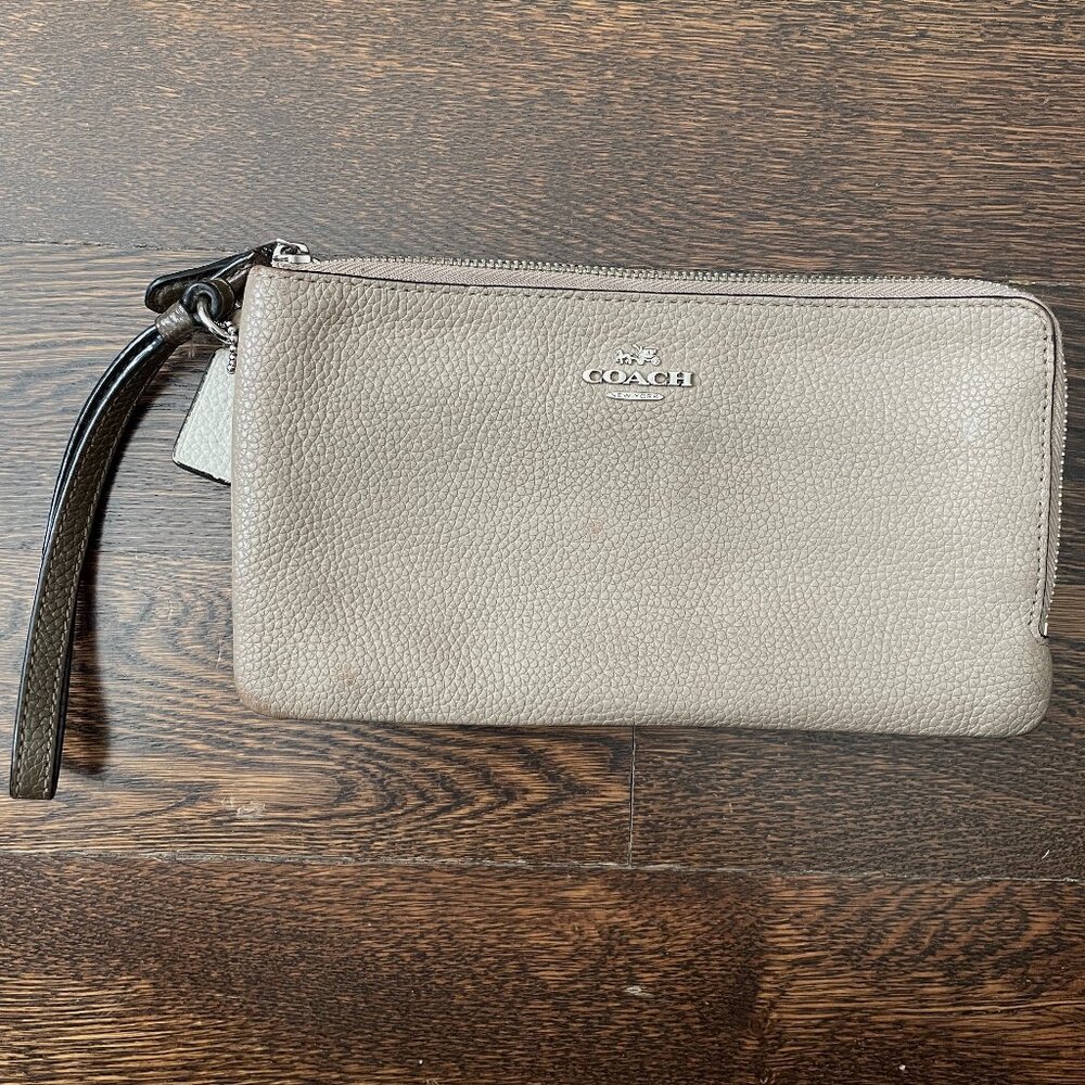 Coach 54051 Colorblock Pebbled Leather Double Zip Wallet Wristlet